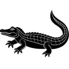 Alligator Silhouette Line Art Vector Illustration