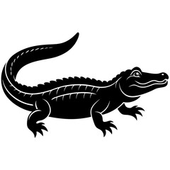 Alligator Silhouette Line Art Vector Illustration