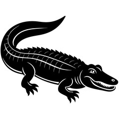 Alligator Silhouette Line Art Vector Illustration