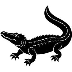 Alligator Silhouette Line Art Vector Illustration