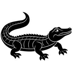 Alligator Silhouette Line Art Vector Illustration