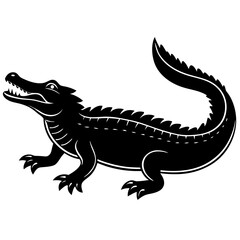 Alligator Silhouette Line Art Vector Illustration