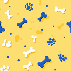 seamless pattern with blue and white dogs
