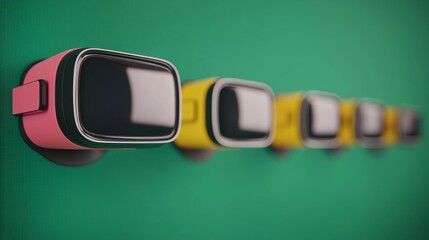 Colorful Virtual Reality Goggles for Team Building Game Activities and Experiences