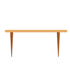 Simple long wooden table. Vector design illustration.