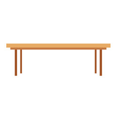 Simple long wooden table. Vector design illustration.