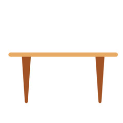 Simple long wooden table. Vector design illustration.