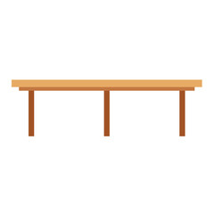Simple long wooden table. Vector design illustration.