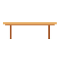 Simple long wooden table. Vector design illustration.