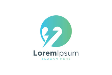 simple love thunder logo vector design 