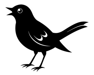 Songbird Silhouette Vector & Singing Bird SVG Design