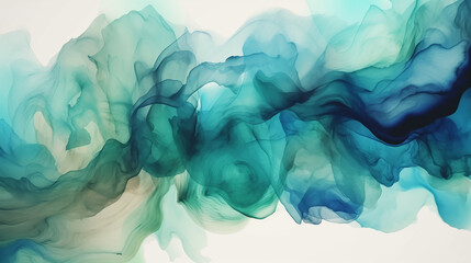 Fondo de humo de colores, azul y verde, sobre fondo blanco