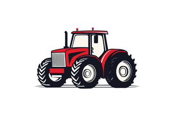 Obraz premium Creative Style Tractor Illustration with tractor icon and logo on solid color background