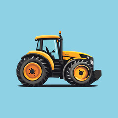 Obraz premium Creative Style Tractor Illustration with tractor icon and logo on solid color background