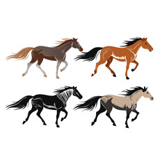 Fototapeta premium black and white horses, set of horse isolated on transparent background, Horses, set of horses, For Three Running Horses Isolated on a Transparent Background