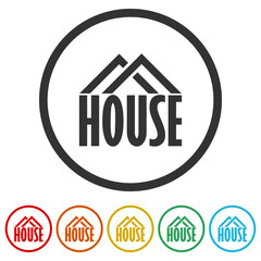House word icon. Set icons in color circle buttons