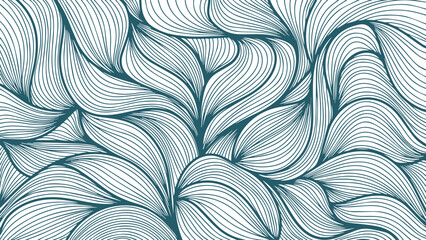 abstract stylish background consisting of many lines in dark blue on a white backdrop, repeating calm line art in zentangle style © Маргарита Вайс