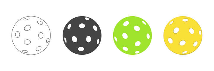 Set of pickleball balls. Sport accessory. Vector illustration