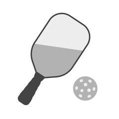 Pickleball paddle and ball. Vector illustration on white