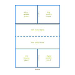 Pickleball field court line illustration on white