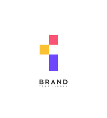 Abstract Colorful Square Cross I Letter Logo Design Brand Identity