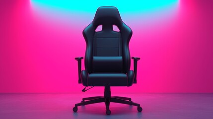 Illuminated Sport Chair Setup with Vibrant Background for Gaming and Office Use