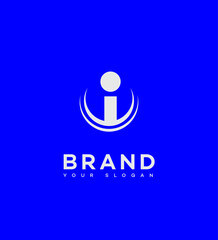 Abstract Modern Brand Logo Design Blue, White, Initial I
