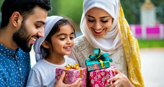 Family Exchanges Eid Gifts