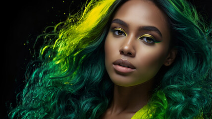 Naklejka premium portrait of young girl in green