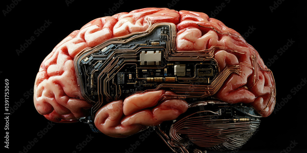 Aufkleber artificial intelligence concept represented by organic brain-like structure with ai inscription,symb