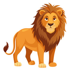 Cartoon lion illustration of a male african lion with a mane standing wildlife animal vector image