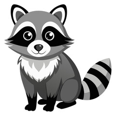 Cartoon raccoon vector illustration of cute animal with striped tail and mask for design and decor