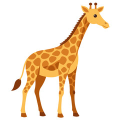 Giraffe illustration vector drawing of african animal with long neck and brown spots for kids design