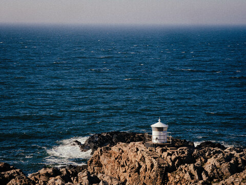 Small Lighthouse on the Rocky, Rugged Coast of Kullaberg