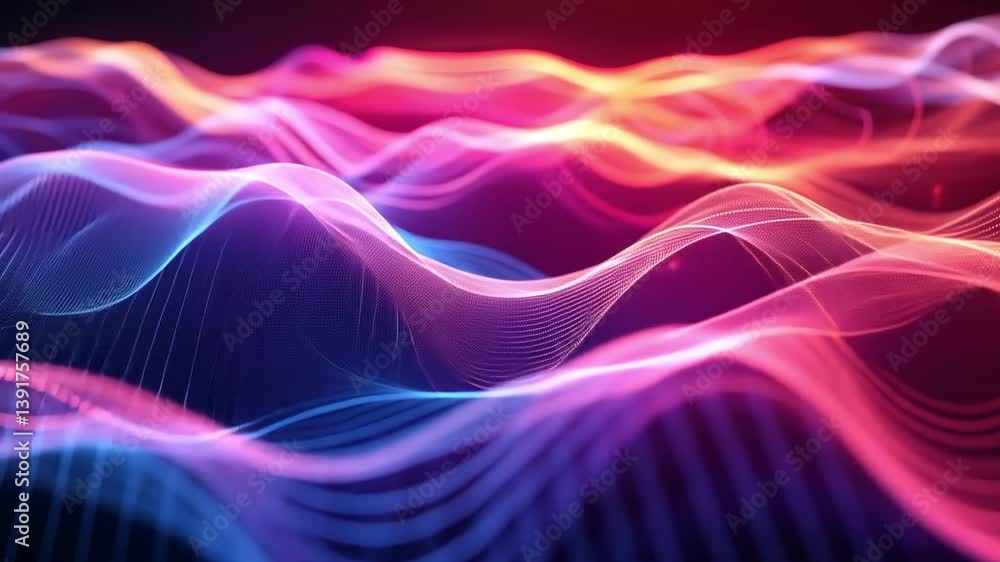 Poster vibrant abstract waves of colorful light dynamic digital background showcasing energy and motion in 