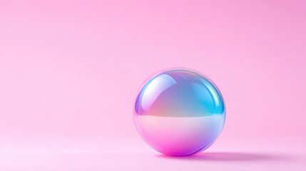 Fototapeta premium Holographic sphere on a pink background