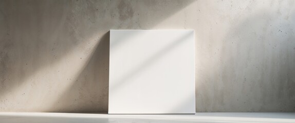blank white square canvas on a textured gray wall mockup.