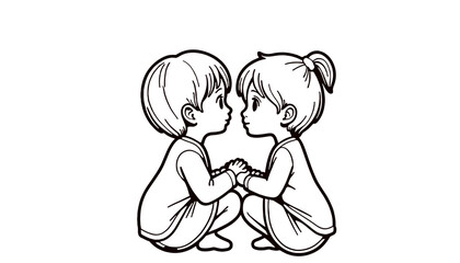 Kids sharing a moment of joy while holding hands  