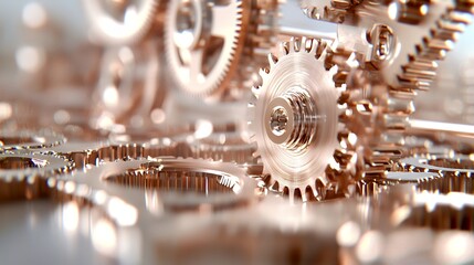 Intricate rose gold gears mechanism