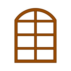 Window frame cartoon. Wooden window frame design. Vector illustration.