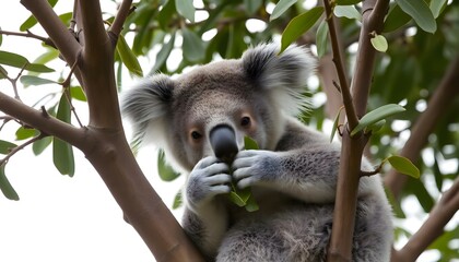 Fototapeta premium koala sitting in a tree eating leaves