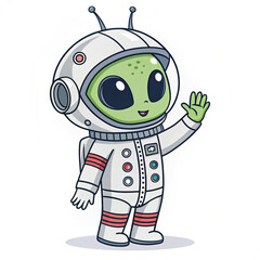Alien in Space Suit – Sci-Fi Vector Character SVG on White Background
