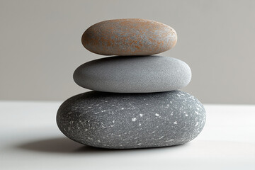 Stacked stones create a serene and balanced composition, showcasing earthy tones and smooth textures.