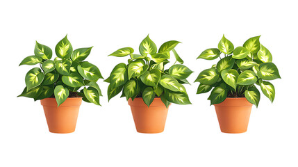 Obraz premium Pack of Hoya Plant in Pot set of Three Different Poses set Against Transparent Background for Botanical Branding, Home Decor, or Eco-Friendly Design Projects