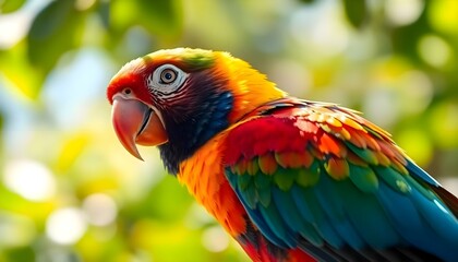 Obraz premium colorful parrot is perched on a tree branch