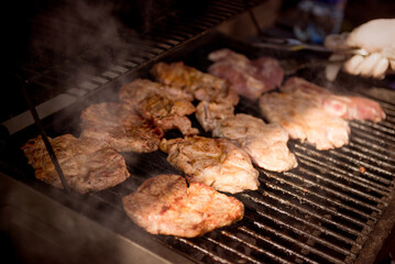 chicken fillet is grilled in the sun