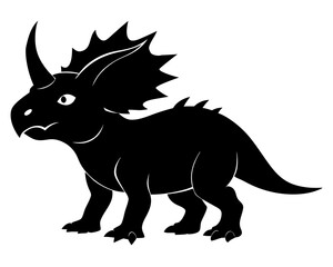 Obraz premium Triceratops Silhouette Vector & Prehistoric Dinosaur SVG