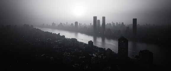 Obraz premium City skyline shrouded in mist
