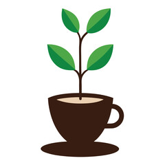 Growing Plant in Coffee Cup A Symbol of Nature and Coffee Culture