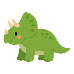 Cute Triceratops flat vector cartoon illustration